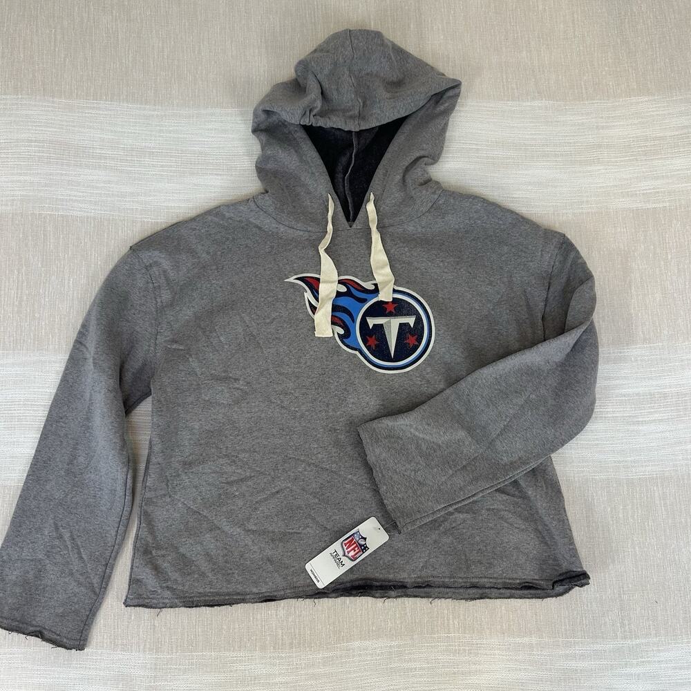 NFL Women’s Tennessee Titans Gray Cropped Hoodie Size Large Sweatshirt L NWT‎